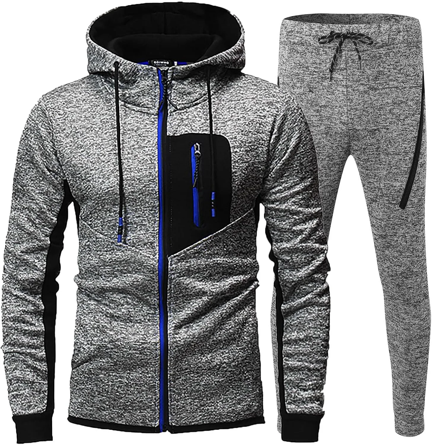 2023 Men's Tracksuit Set Winter 2 Piece Outfits Plus Size Full Zip Hoodie Jackets Sweatpants Sets Stylish Sport Sweatsuit