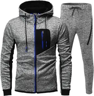 2023 Men's Tracksuit Set Winter 2 Piece Outfits Plus Size Full Zip Hoodie Jackets Sweatpants Sets Stylish Sport Sweatsuit