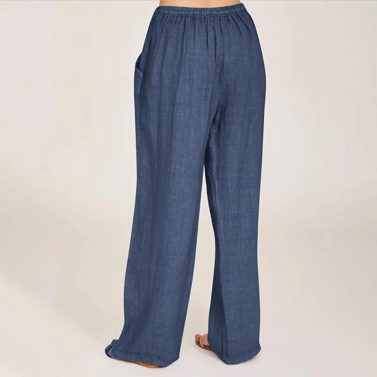 2025 Women Striped Wide Leg Pant Casual Drawstring Waist Pant Baggy Contrast Lounge Sleepwear Straight Leg Trouser