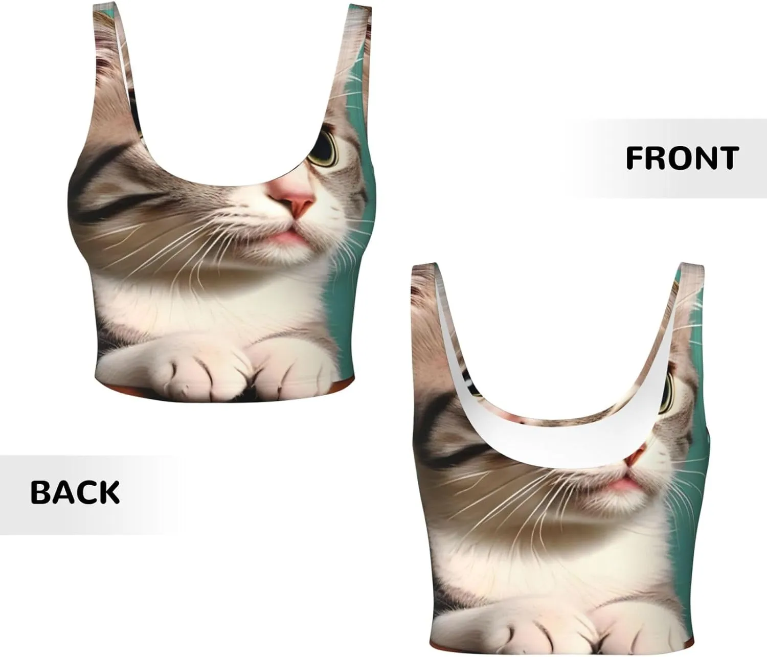 A Curious Cat Women's Sexy Sports Vest Sleeveless Athletic Gym T-Shirts Vest U-Shaped Back Quick Dry Top