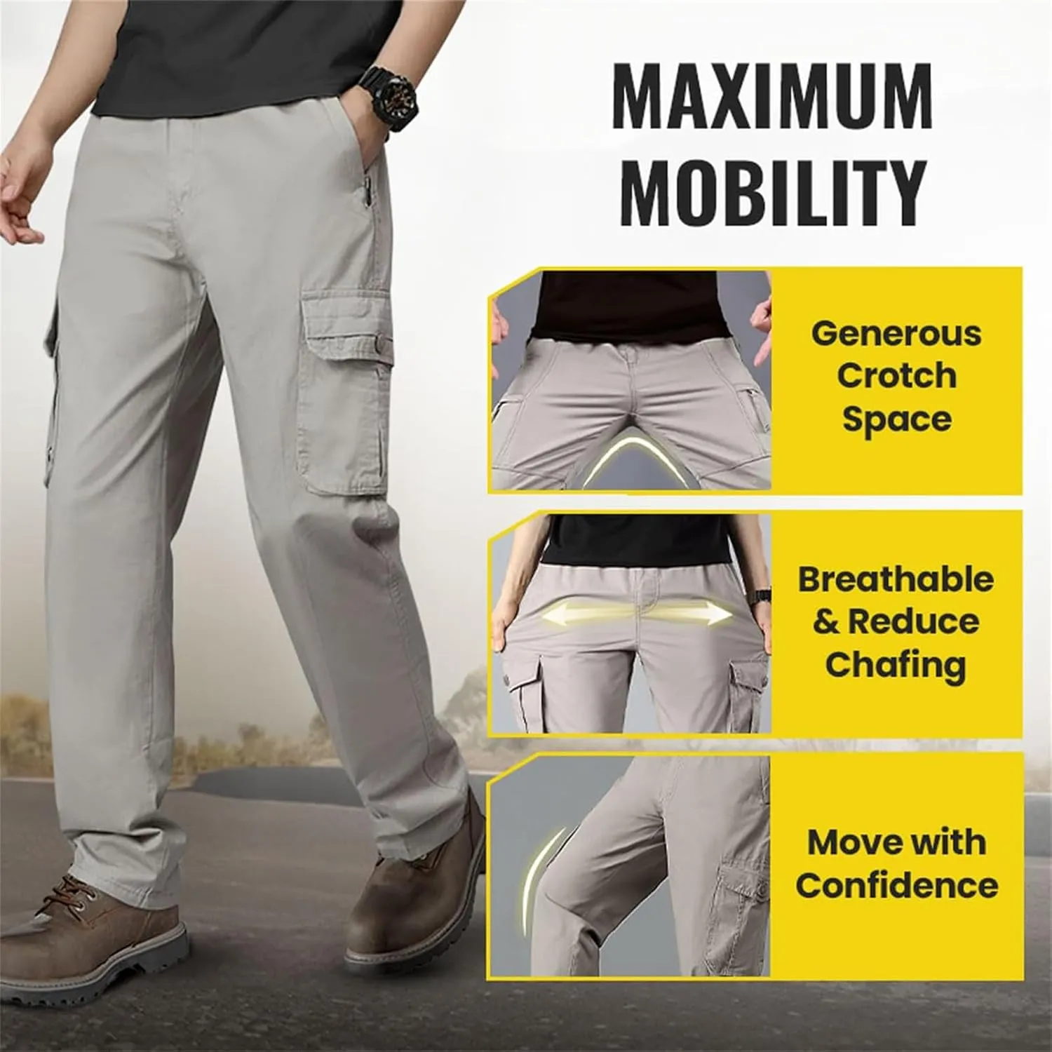 Adorlina Pants for Men, Ultra Comfort Fit Multi Pocket Durable Pants, Cargo Pants for Men, Relaxed Fit Tactical Cargo.