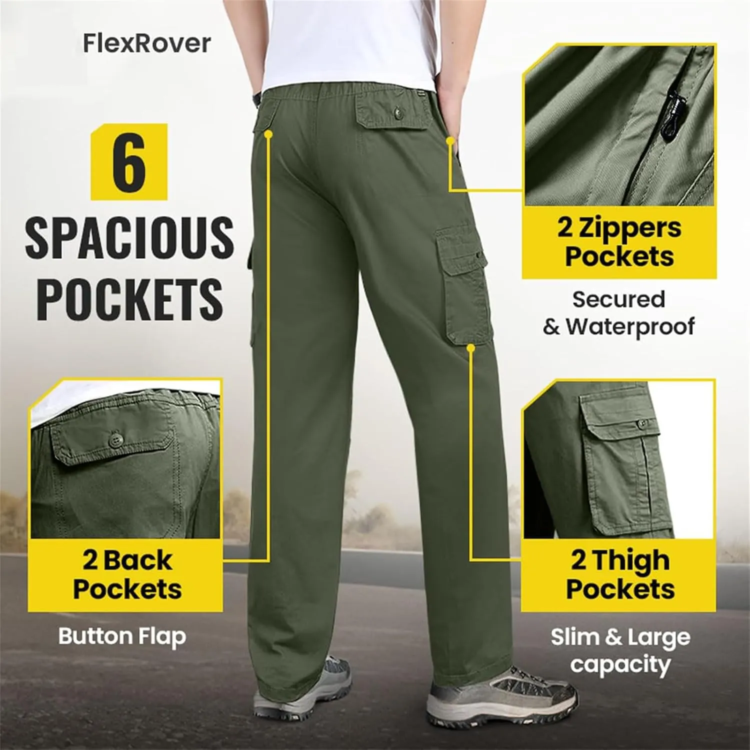 Adorlina Pants for Men, Ultra Comfort Fit Multi Pocket Durable Pants, Cargo Pants for Men, Relaxed Fit Tactical Cargo.