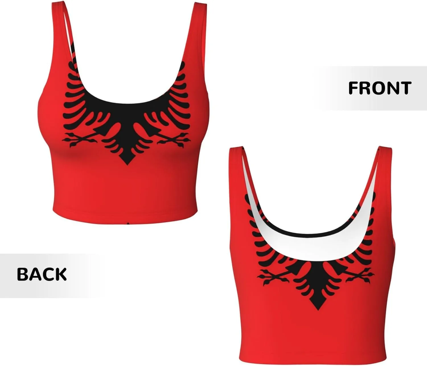 Albanian Flag Women's Sexy Sports Vest Sleeveless Athletic Gym T-Shirts Vest U-Shaped Back Quick Dry Top