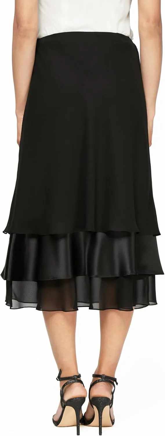 Alex Evenings Women's Midi Length Formal Skirt (Reg and Petite)