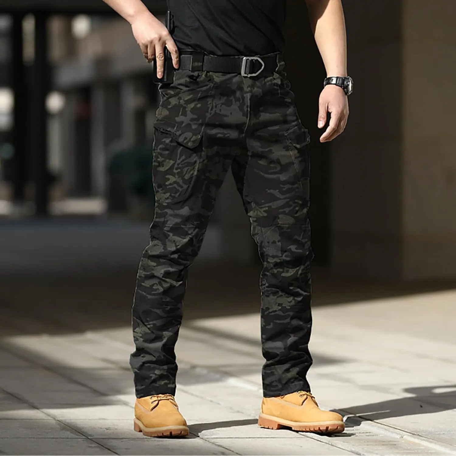 Athletic Pants for Men Men's Solid Color and Windproof and Rainproof Pants Winter Warm Straight Leg Gym Sweatpants
