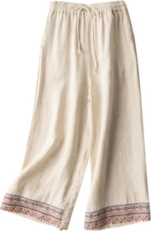 Baggy Wide Leg Pants for Women Lightweight Linen Pants Comfortable Summer Pants Drawstring High Waisted Pants 2025