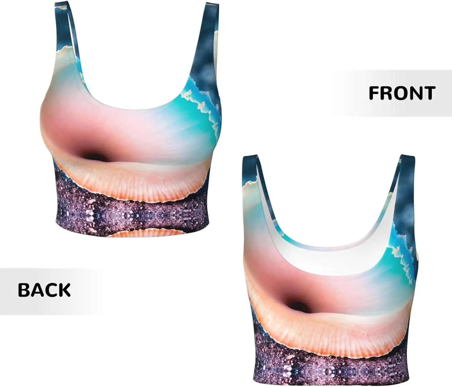 Beach Conch Women's Sexy Sports Vest Sleeveless Athletic Gym T-Shirts Vest U-Shaped Back Quick Dry Top