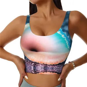 Beach Conch Women's Sexy Sports Vest Sleeveless Athletic Gym T-Shirts Vest U-Shaped Back Quick Dry Top