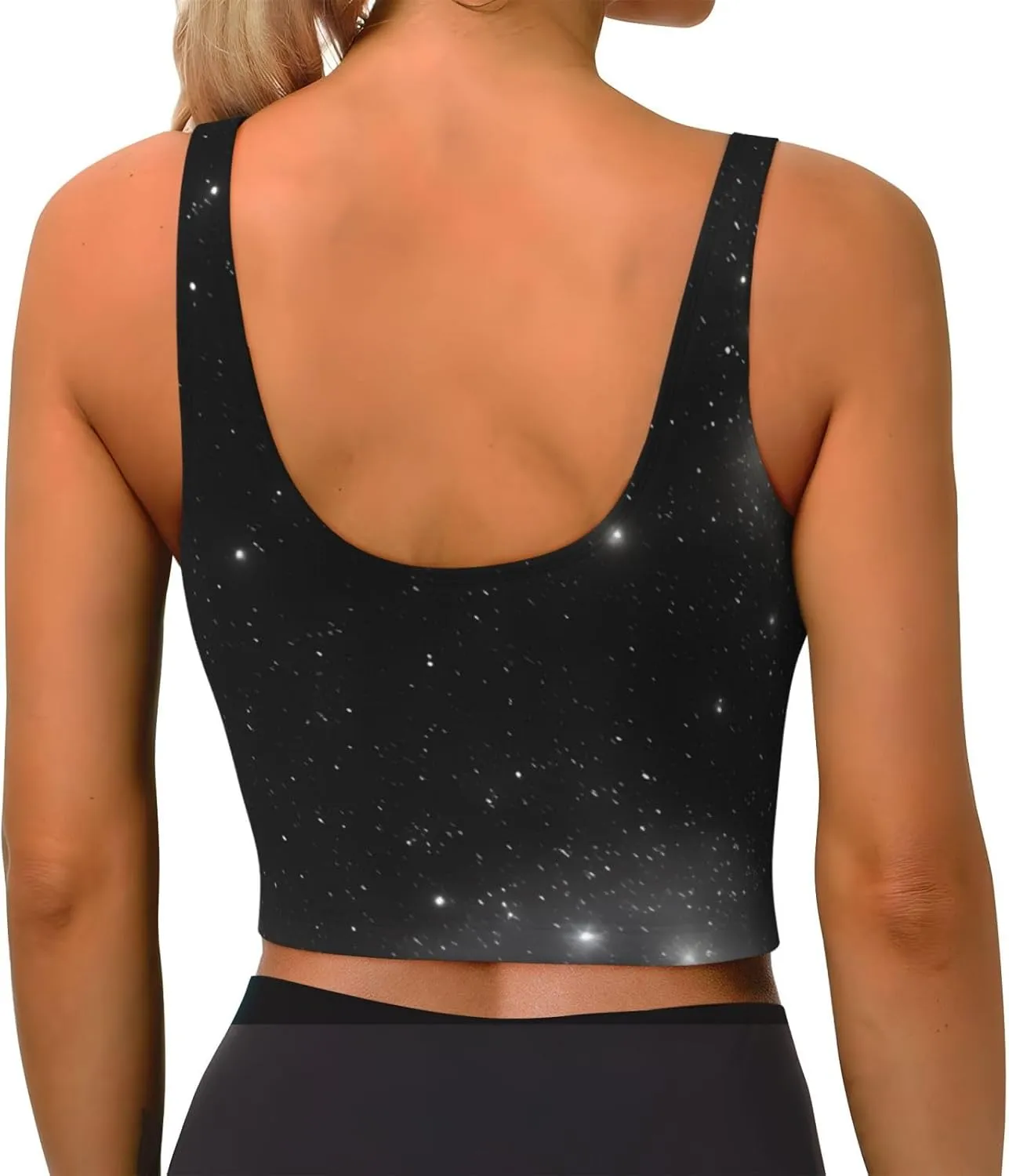 Black And White Galaxy Women'S Sexy Sports Vest Sleeveless Athletic Gym T-Shirts Vest U-Shaped Back Quick Dry Top
