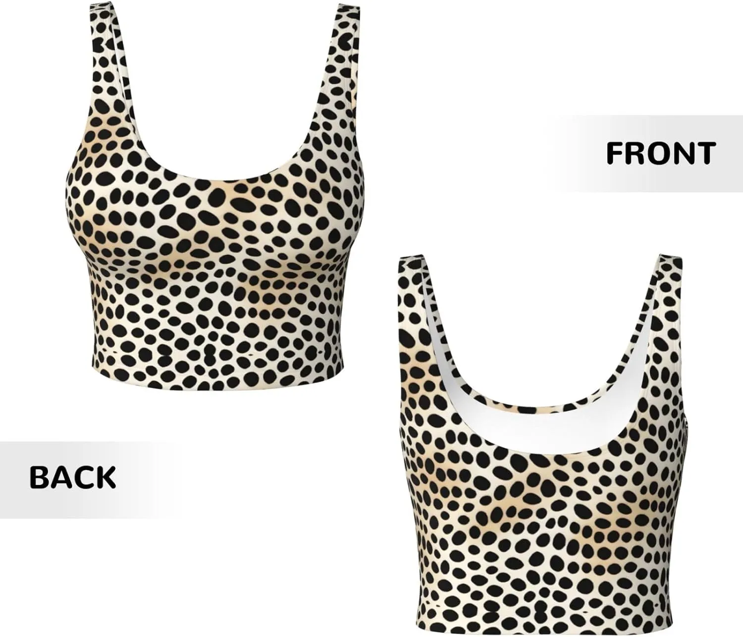 Black and White Leopard Women's Sexy Sports Vest Sleeveless Athletic Gym T-Shirts Vest U-Shaped Back Quick Dry Top