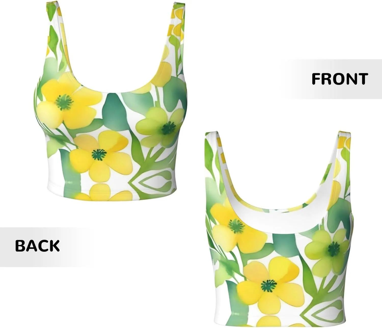 Blooming Yellow Flower Women's Sexy Sports Vest Sleeveless Athletic Gym T-Shirts Vest U-Shaped Back Quick Dry Top