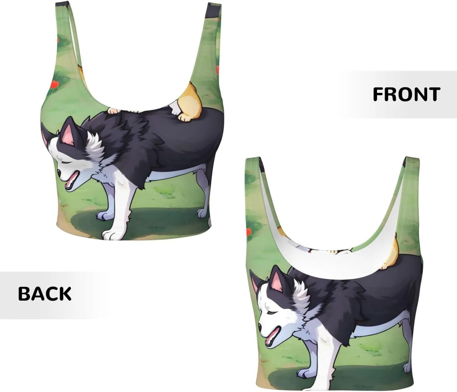 Boy Animal Dog Pet Women's Sexy Sports Vest Sleeveless Athletic Gym T-Shirts Vest U-Shaped Back Quick Dry Top