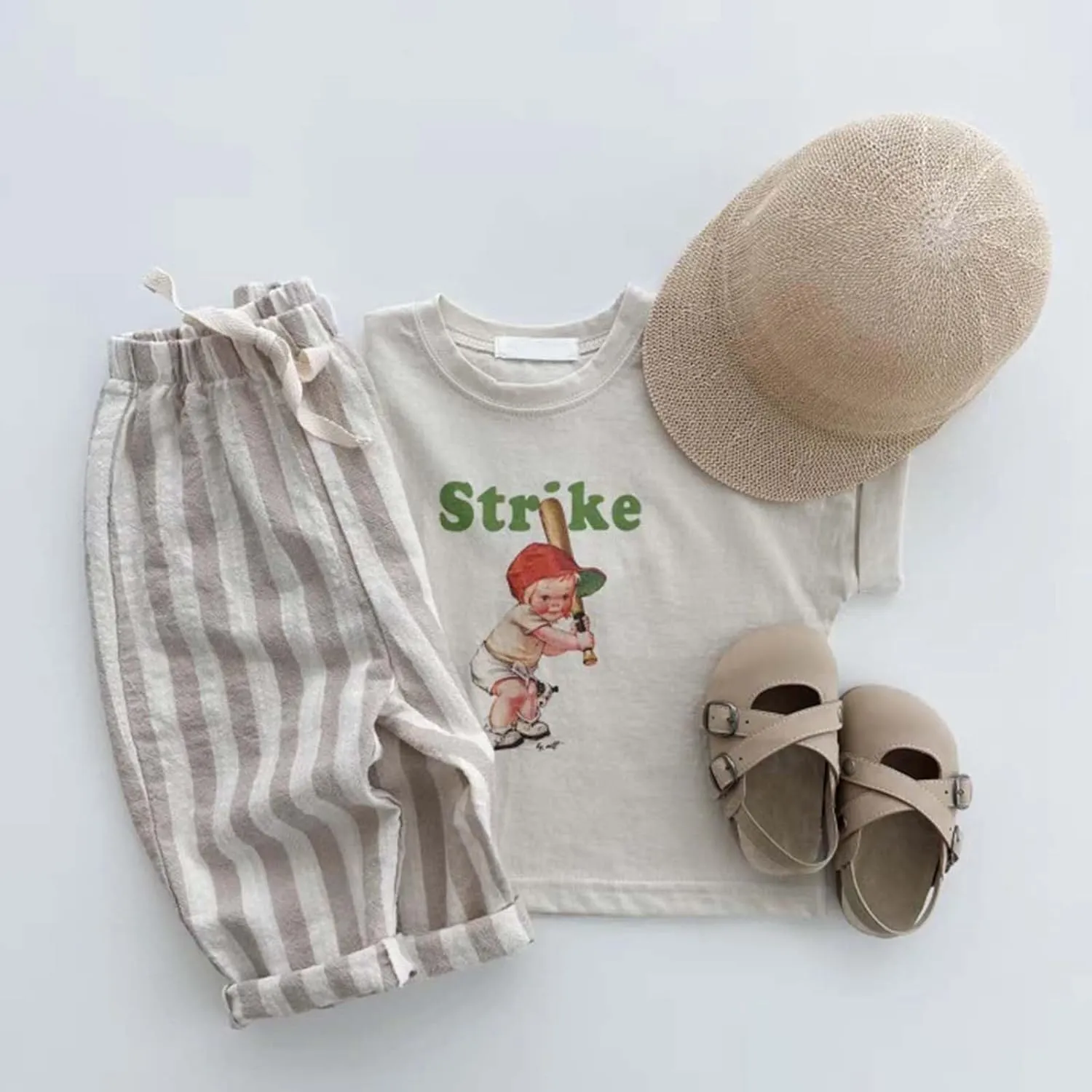 Boys Cotton Linen Harem Bloomers Pants for Baby Toddler Striped Bloomer Elastic Basic Harem Pants Joggers