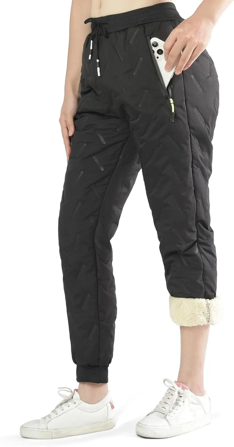 Boy's Winter Snow Pants Sherpa Lined Sweatpants Thicken Warm Fleece Pants Sports Jogger Pants
