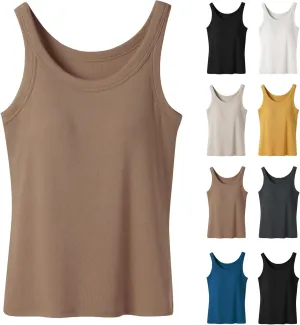 Built in Bra Tank Tops for Women Dress Casual Sleeveless Cotton Summer Tanks Workout Gym Athletic Yoga Shirts