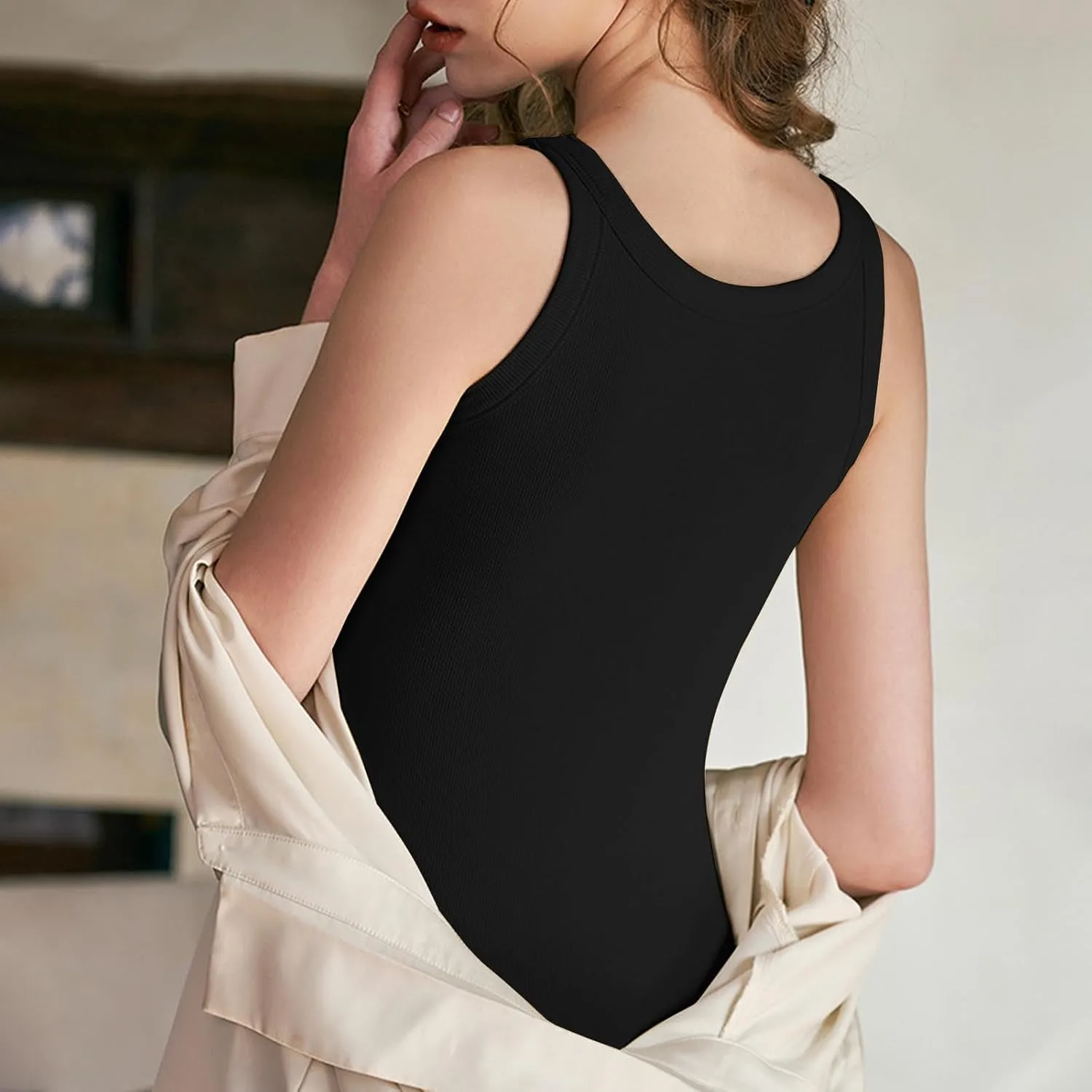 Built in Bra Tank Tops for Women Dress Casual Sleeveless Cotton Summer Tanks Workout Gym Athletic Yoga Shirts