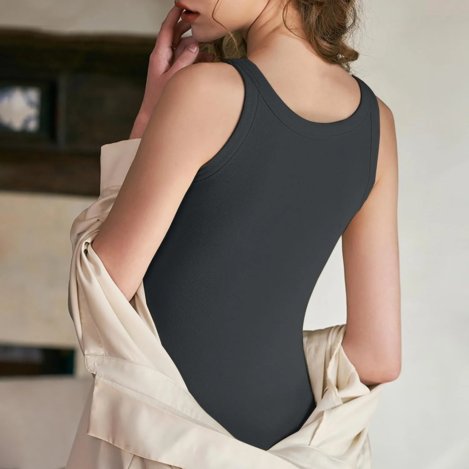 Built in Bra Tank Tops for Women Dress Casual Sleeveless Cotton Summer Tanks Workout Gym Athletic Yoga Shirts