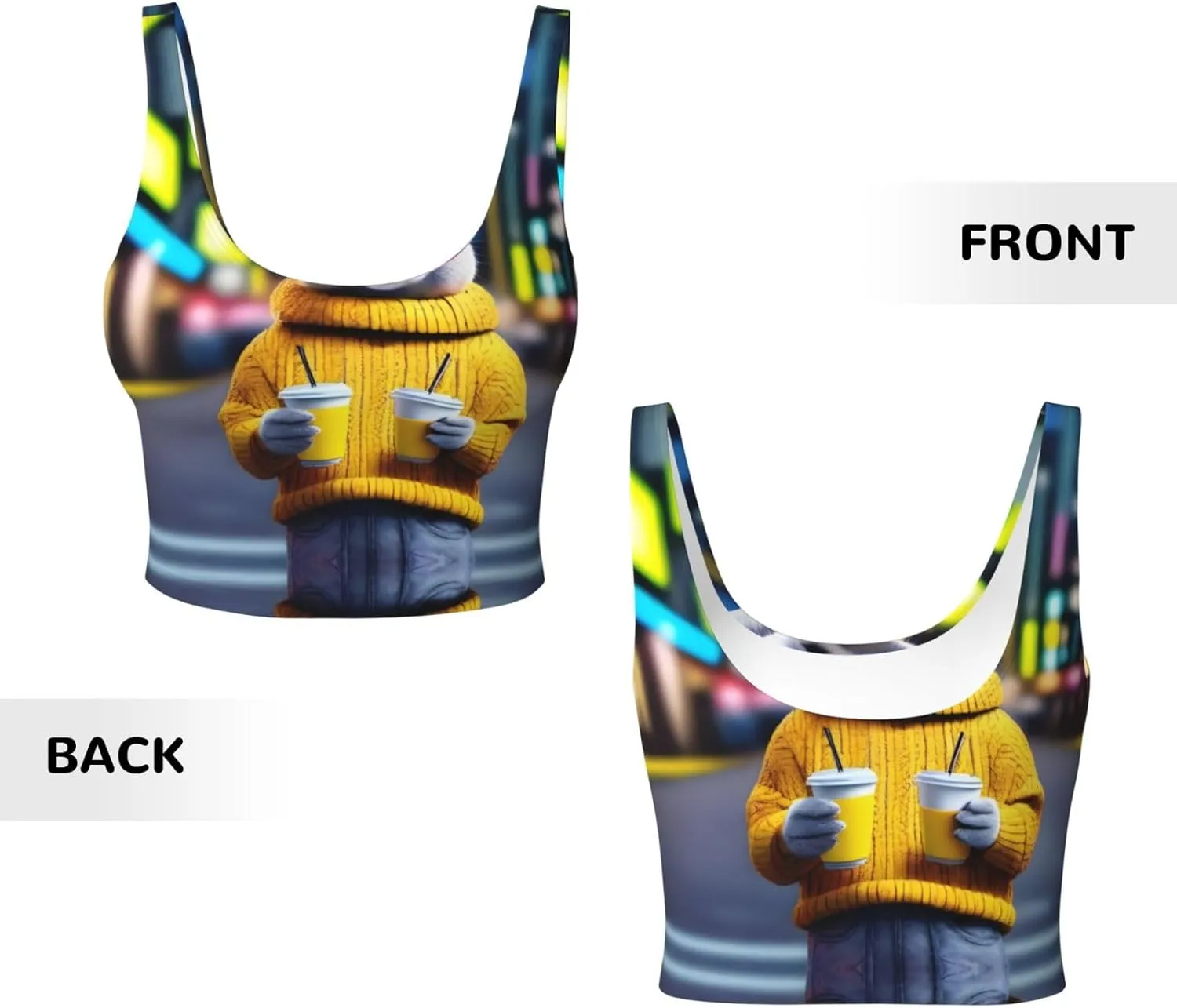Bunny with Drink Women's Sexy Sports Vest Sleeveless Athletic Gym T-Shirts Vest U-Shaped Back Quick Dry Top