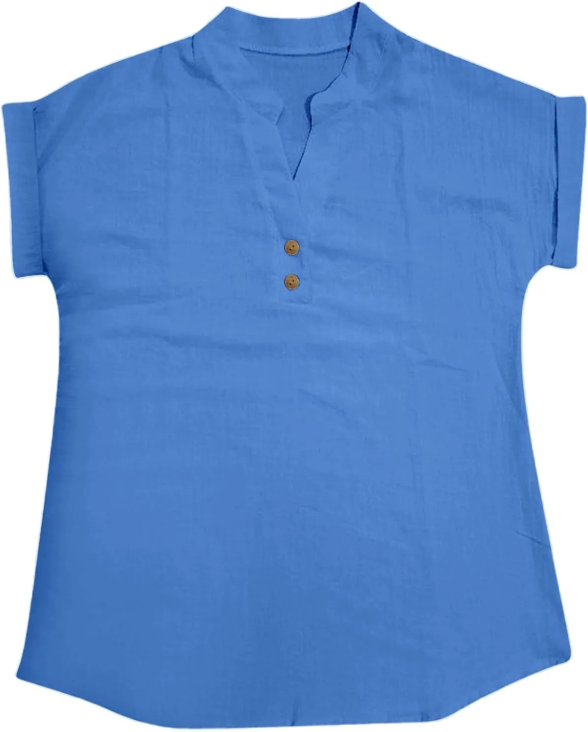 Button Down Linen Shirt for Women V Neck Short Sleeve Summer Tshirt Loose Fit Lightweight Casual Plus Size Tunic Tops