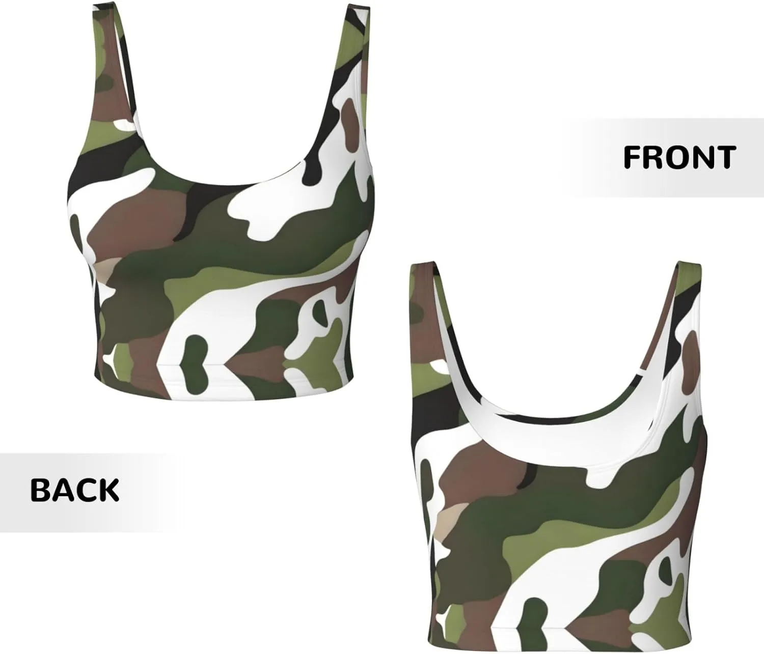 Camouflage Women's Sexy Sports Vest Sleeveless Athletic Gym T-Shirts Vest U-Shaped Back Quick Dry Top
