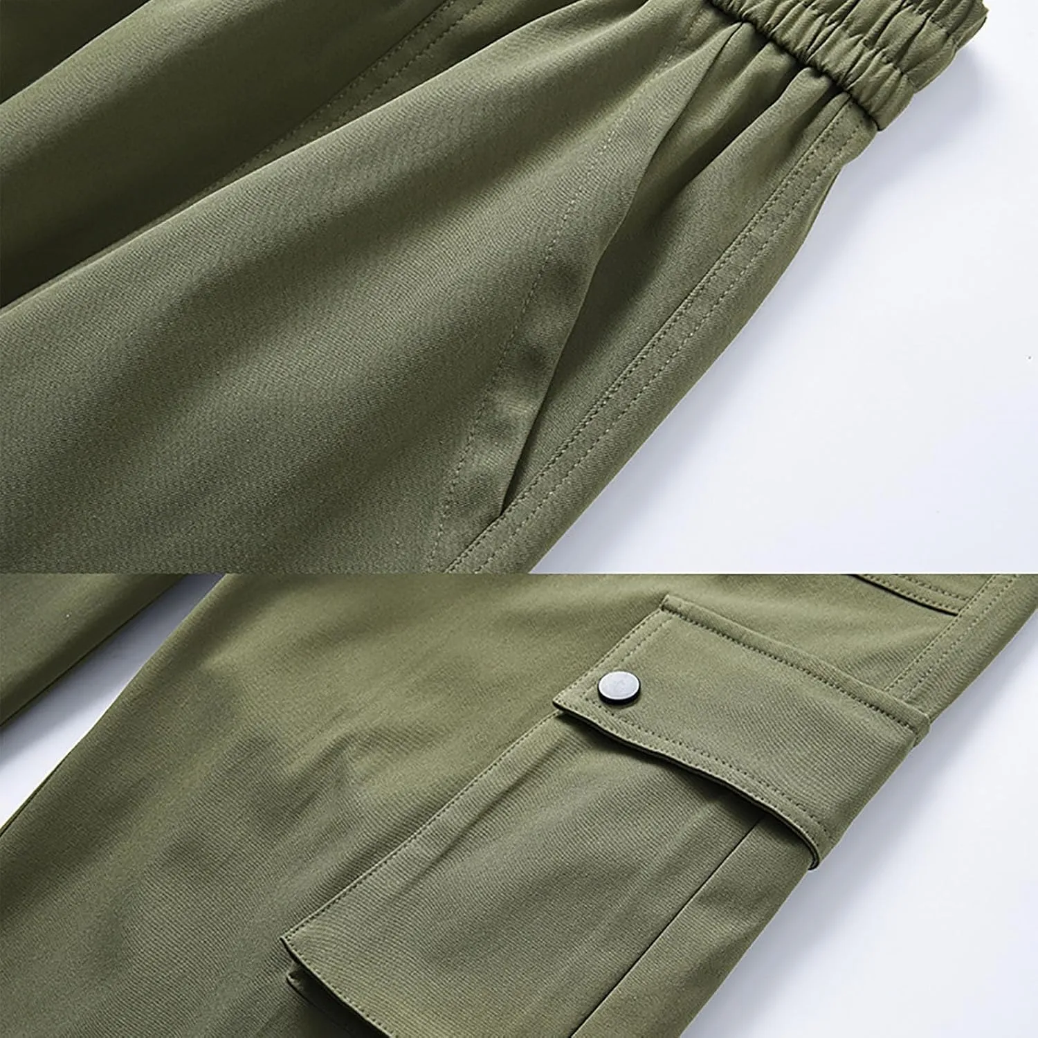 Cargo Pants for Men Multi-Pockets Solid Color Hiking Pants Elastic Waist Drawstring Outdoor Pants Classic Jogger Pants
