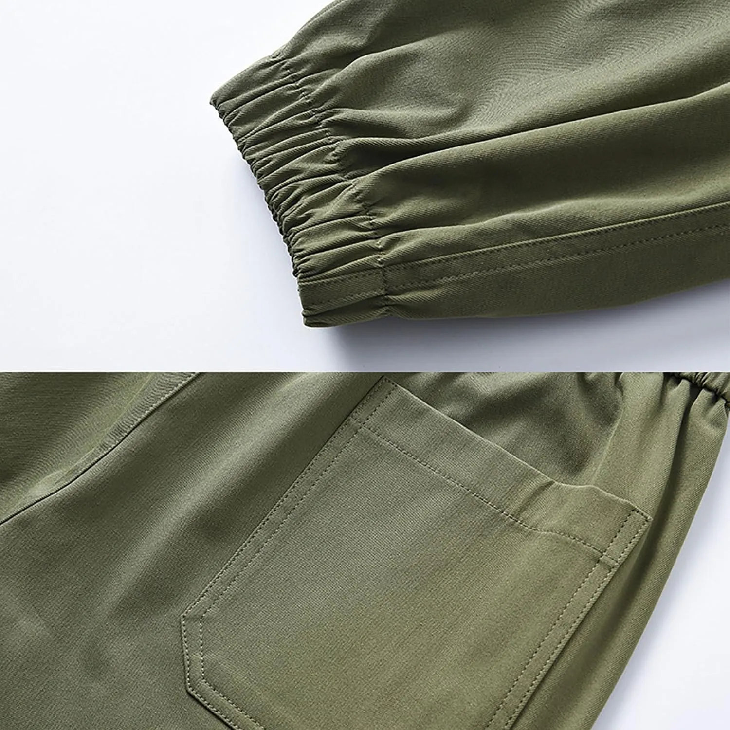 Cargo Pants for Men Multi-Pockets Solid Color Hiking Pants Elastic Waist Drawstring Outdoor Pants Classic Jogger Pants
