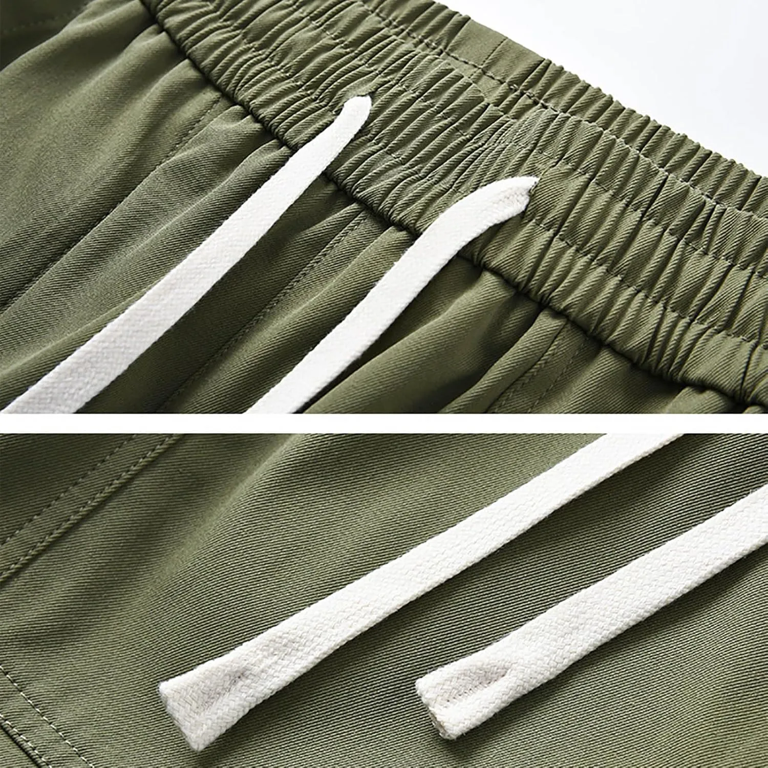 Cargo Pants for Men Multi-Pockets Solid Color Hiking Pants Elastic Waist Drawstring Outdoor Pants Classic Jogger Pants