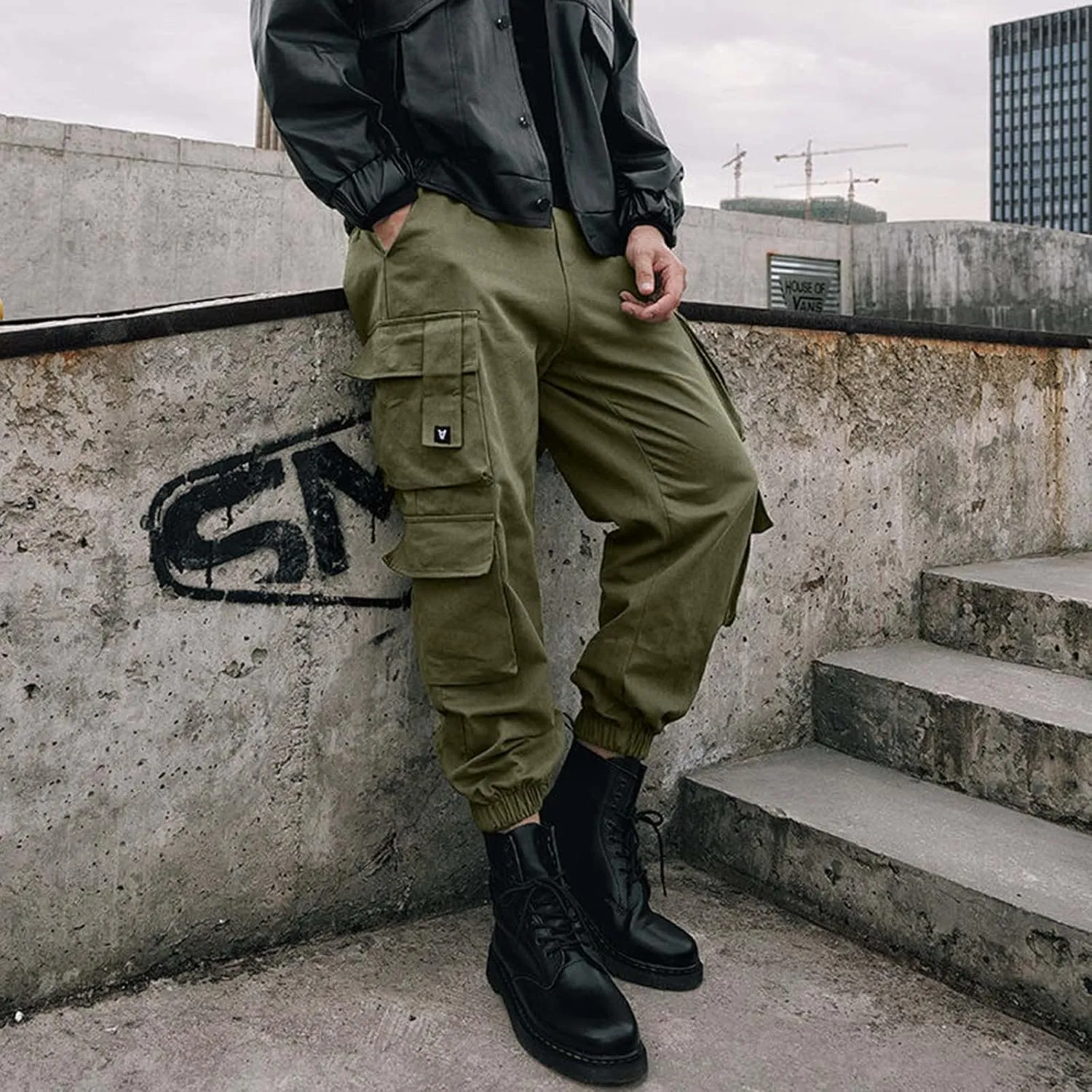 Cargo Pants for Men Relaxed Fit Workout Athletic Pants Sweatpants for Men with Pockets Men's Slim Joggers Gym Workout
