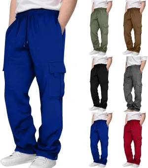 Cargo Sweatpants for Teen Boys Casual Elastic Waist Drawstring Sweat Pants Teens Active Workout Joggers with Pockets