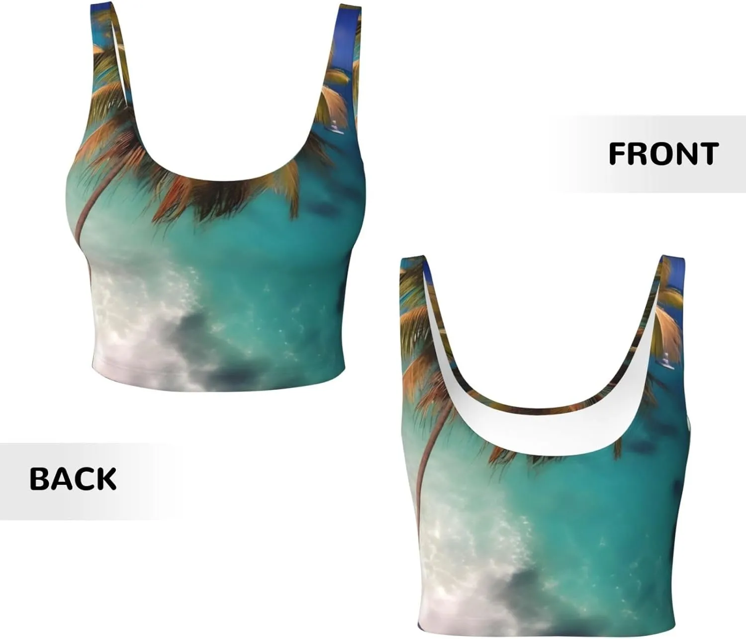 Caribbean Islands Women's Sexy Sports Vest Sleeveless Athletic Gym T-Shirts Vest U-Shaped Back Quick Dry Top