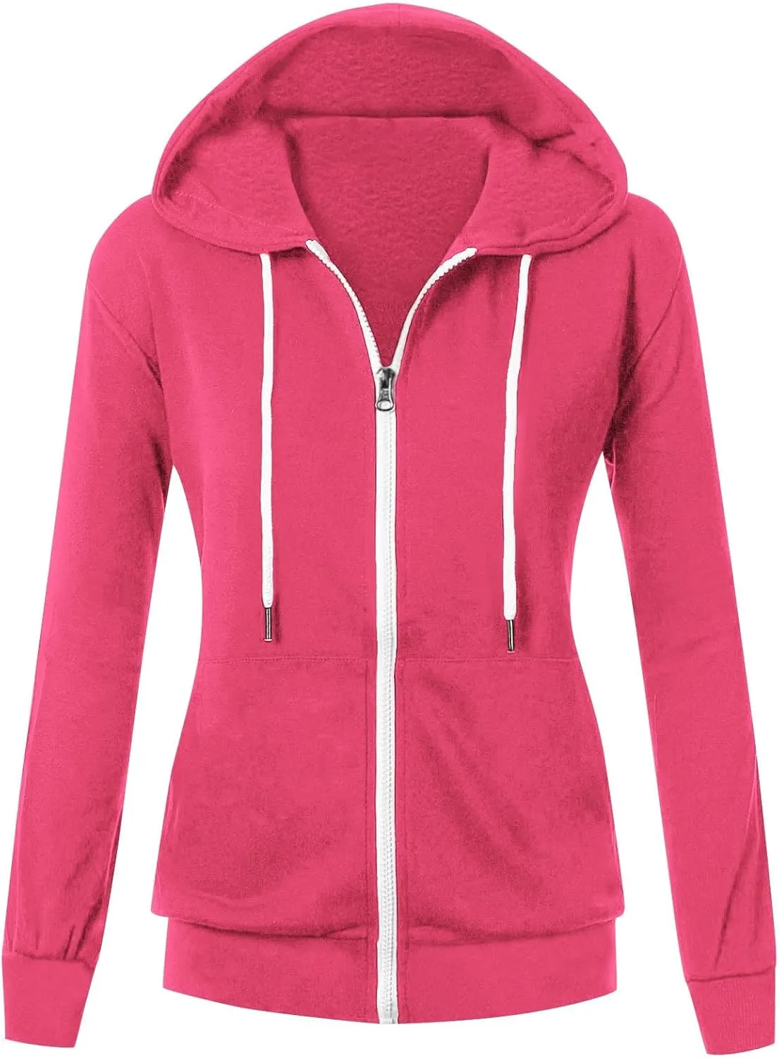 Casual Oversized Hoodies for Women Full Zip Long Sleeve Athletic Hooded Jackets 2024 Fall Drawstring Sweatshirts Tops