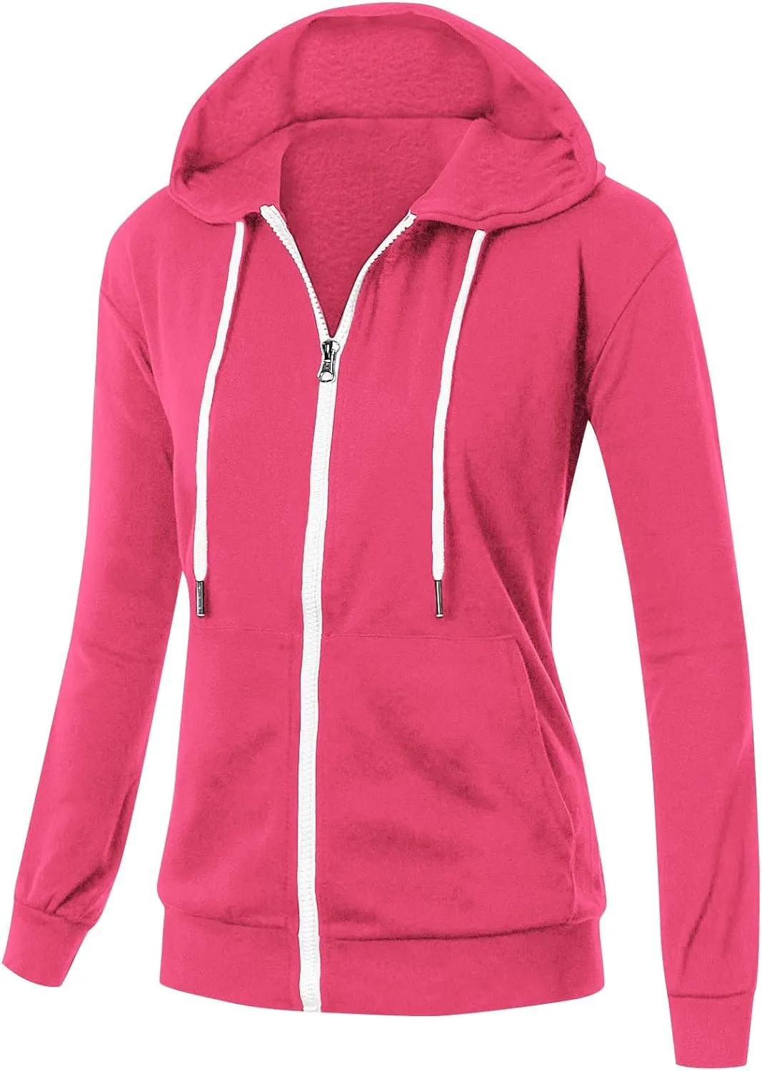 Casual Oversized Hoodies for Women Full Zip Long Sleeve Athletic Hooded Jackets 2024 Fall Drawstring Sweatshirts Tops