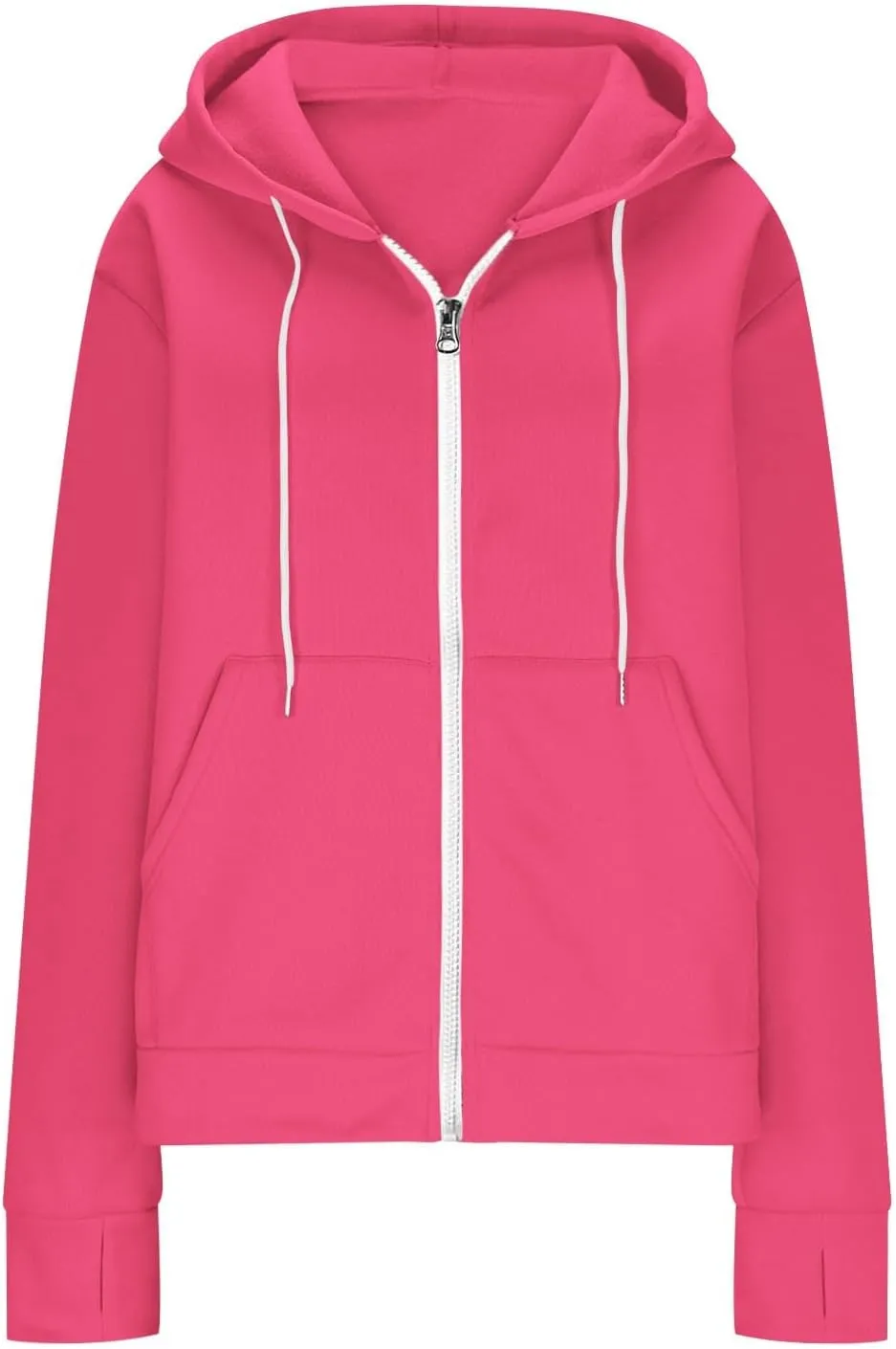 Casual Oversized Hoodies for Women Full Zip Long Sleeve Athletic Hooded Jackets 2024 Fall Drawstring Sweatshirts Tops