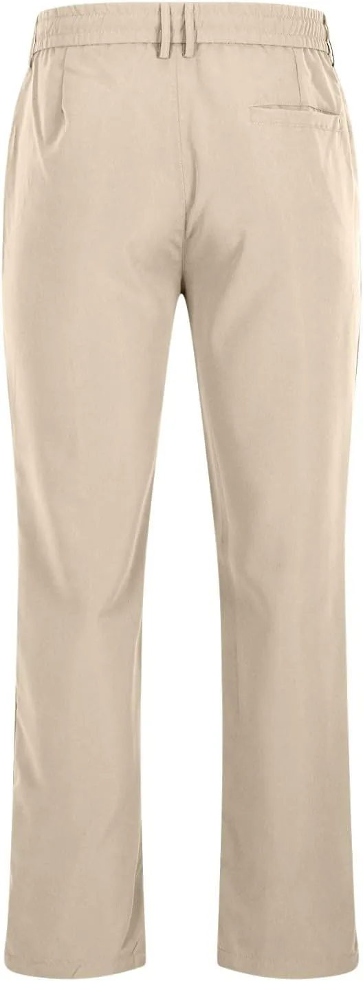 Casual Pants for Men Stretch Dress Pants Khaki Slim Fit Pants Solid Drawstring Waist Pants Golf Pants with Pockets