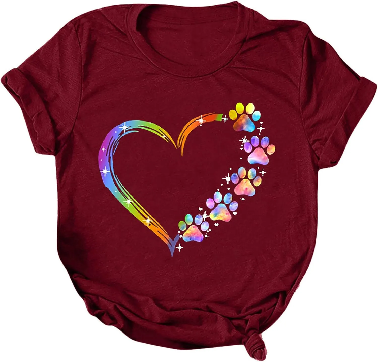 Ceboyel Women Love Heart Print Graphic Tees Short Sleeve Casual Blouses Crew Neck Cute T Shirts Trendy Ladies Clothes 2023