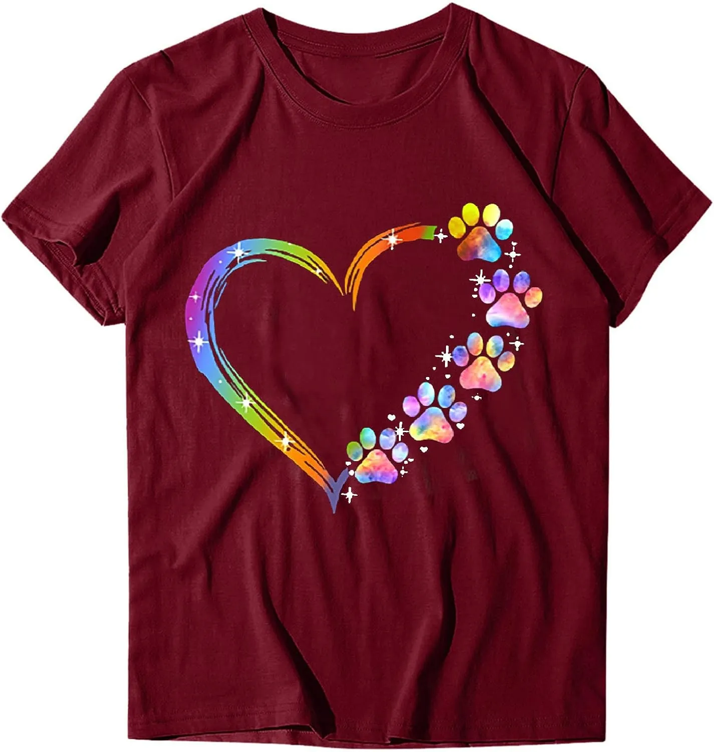 Ceboyel Women Love Heart Print Graphic Tees Short Sleeve Casual Blouses Crew Neck Cute T Shirts Trendy Ladies Clothes 2023