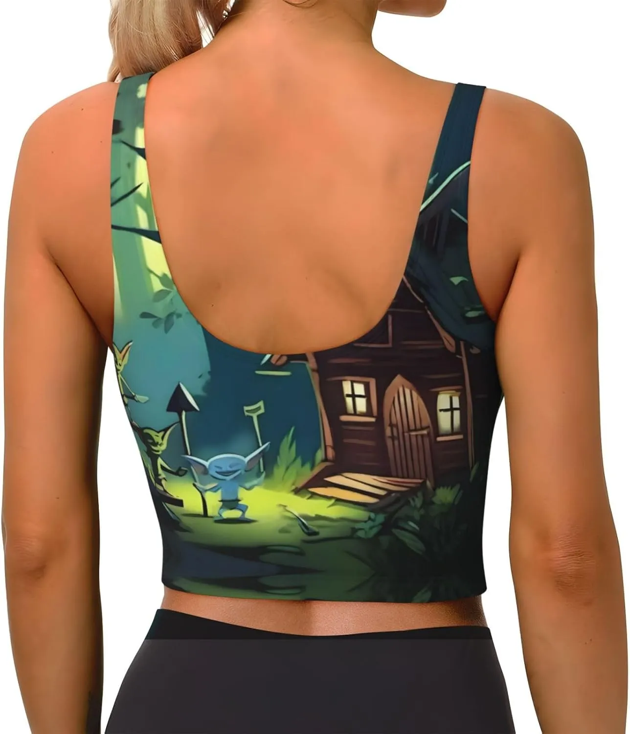 Cheering Gnome Women's Sexy Sports Vest Sleeveless Athletic Gym T-Shirts Vest U-Shaped Back Quick Dry Top