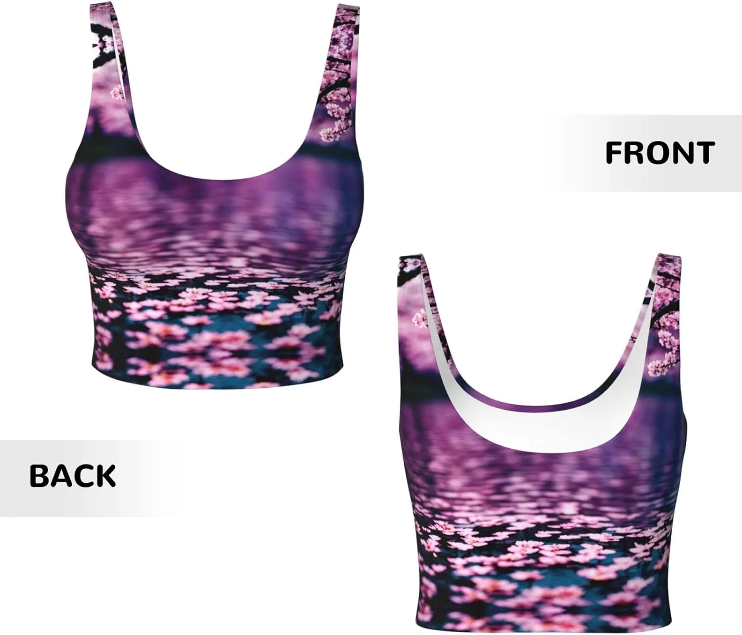 Cherry Blossom Lake Women's Sexy Sports Vest Sleeveless Athletic Gym T-Shirts Vest U-Shaped Back Quick Dry Top