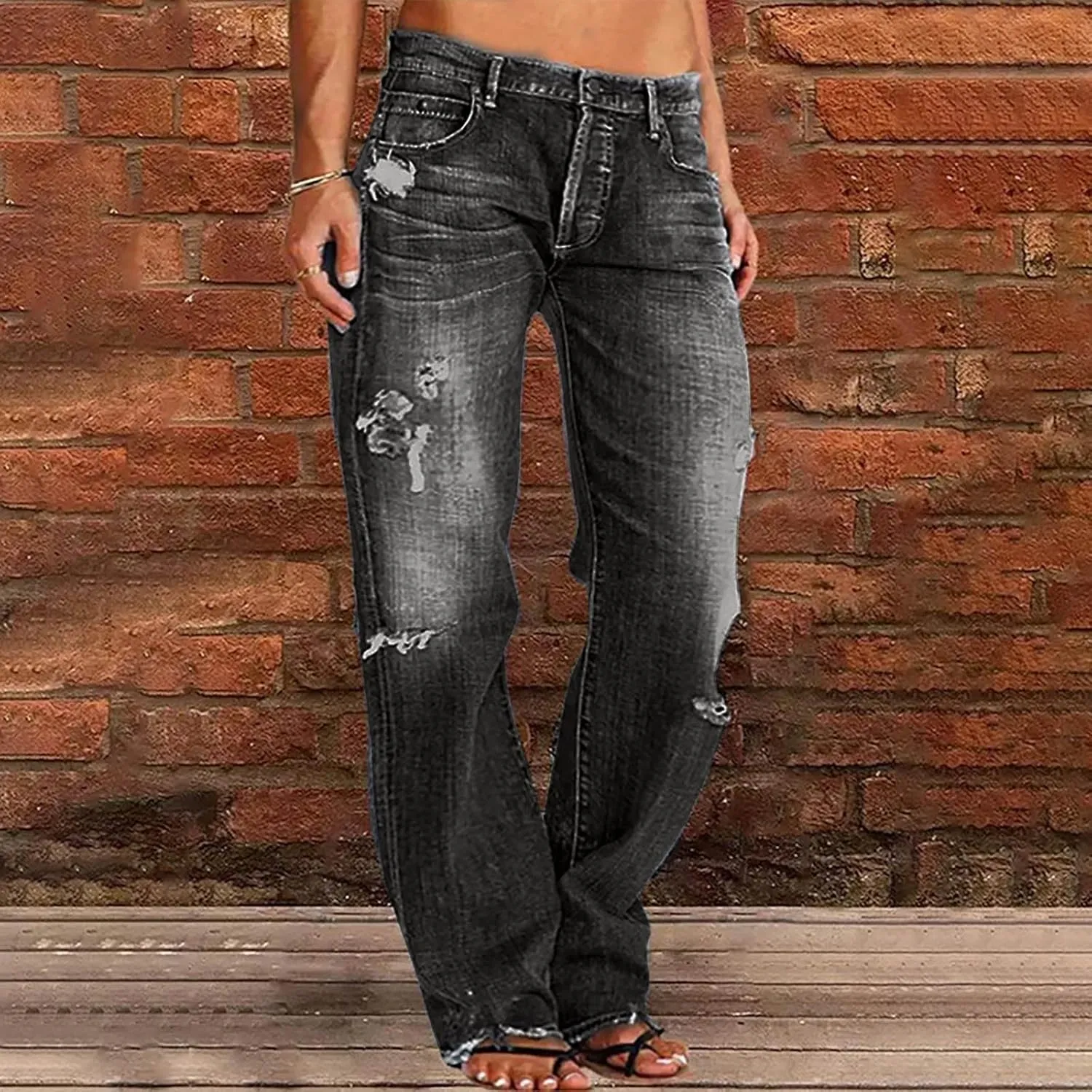 ChicCrate Jeans for Women Denim Baggy Straight Leg Tummy Control Y2K Wide Leg Jeans Trendy Trousers Pants