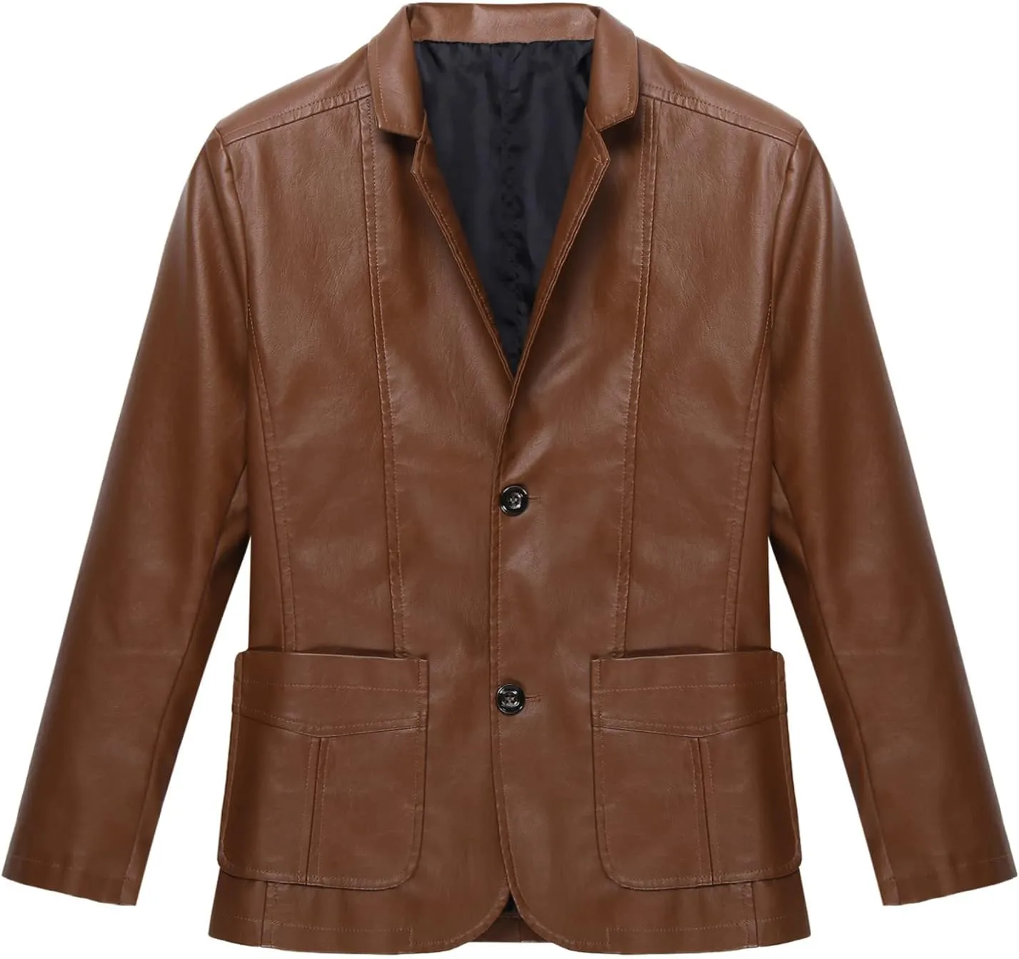 CHICTRY Men's Faux Leather Blazer Slim Fit Notched Lapel Formal Sports Coat Moto Biker Jacket