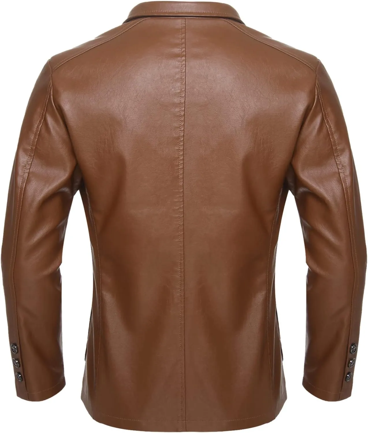 CHICTRY Men's Faux Leather Blazer Slim Fit Notched Lapel Formal Sports Coat Moto Biker Jacket