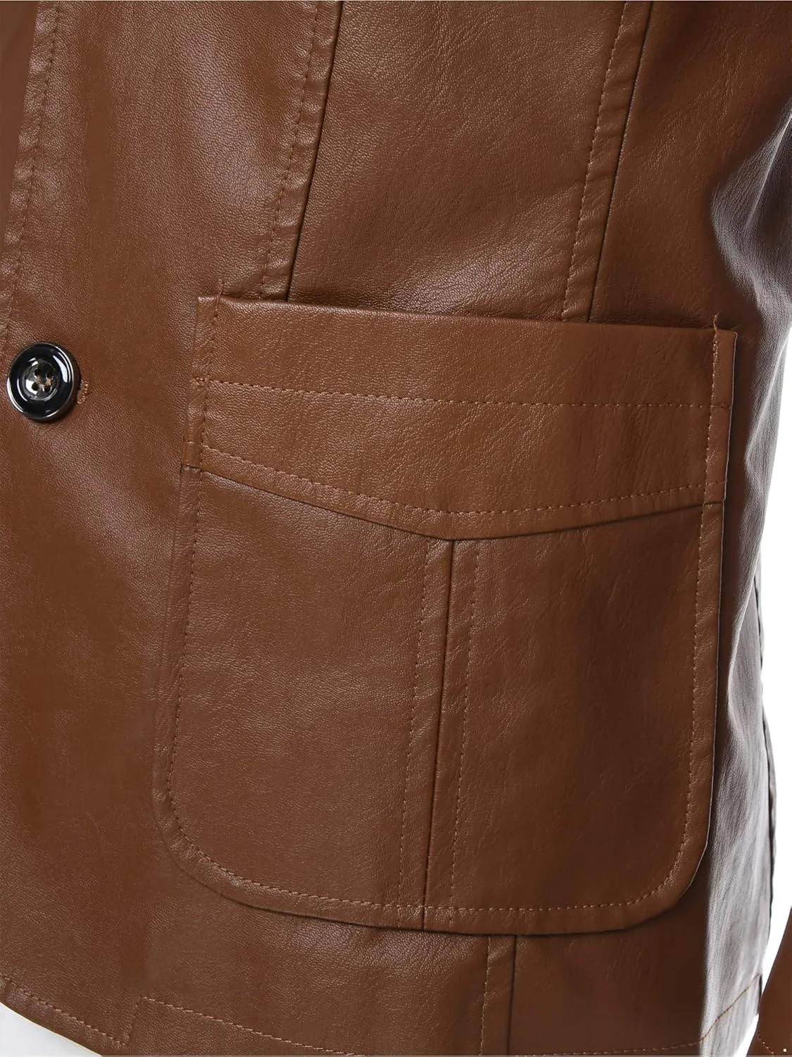 CHICTRY Men's Faux Leather Blazer Slim Fit Notched Lapel Formal Sports Coat Moto Biker Jacket