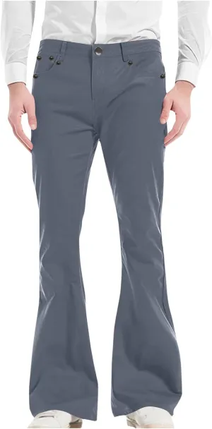 Chinos Pants Men Lightweight Soft Y2K Pants Baggy Solid Flare Pants Elastic Waist Casual Work Pants with Pockets