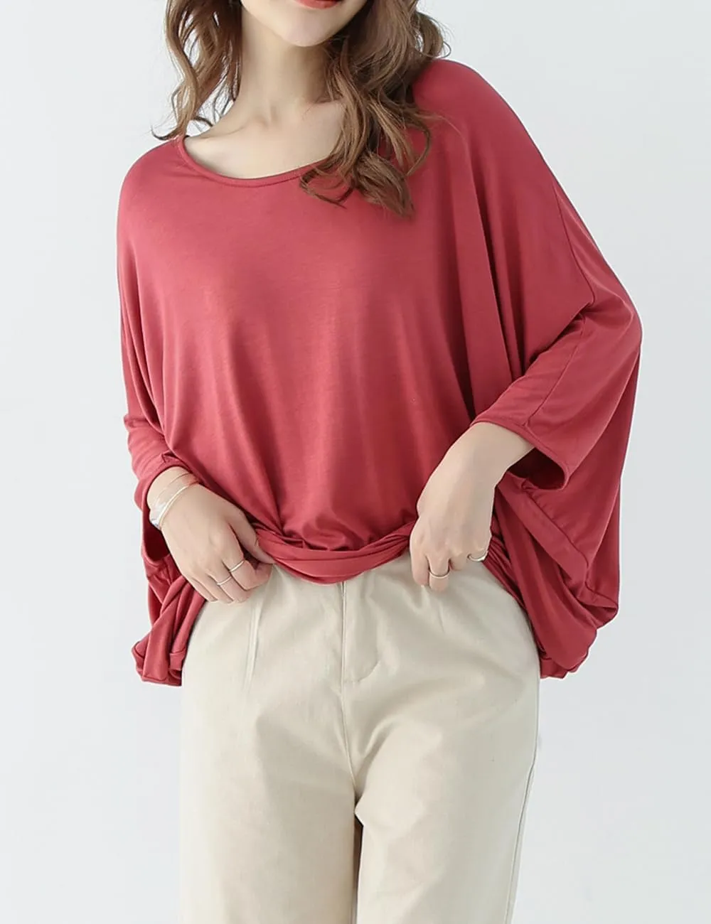 Ckikiou Cute Summer Batwing T-Shirts for Women Oversized Crewneck Short Sleeve Soft Flowy Tee Shirt Top
