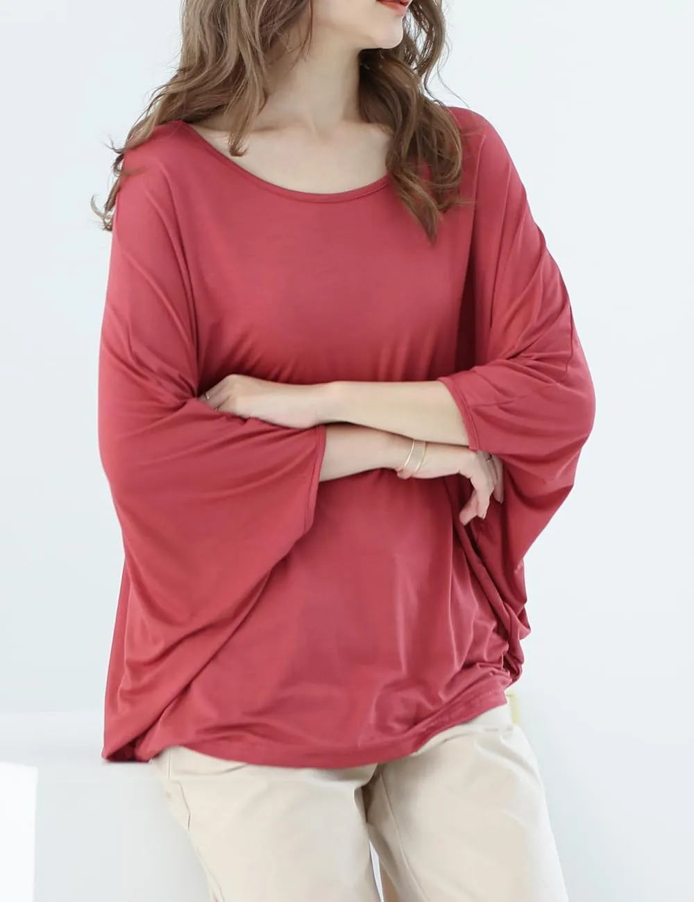 Ckikiou Cute Summer Batwing T-Shirts for Women Oversized Crewneck Short Sleeve Soft Flowy Tee Shirt Top