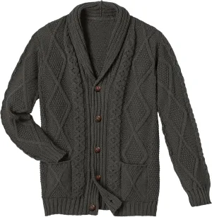 Comdecevis Mens Shawl Collar Cardigan Sweater Cable Knit Button Down Long Sleeve Casual Knitwear with Pockets