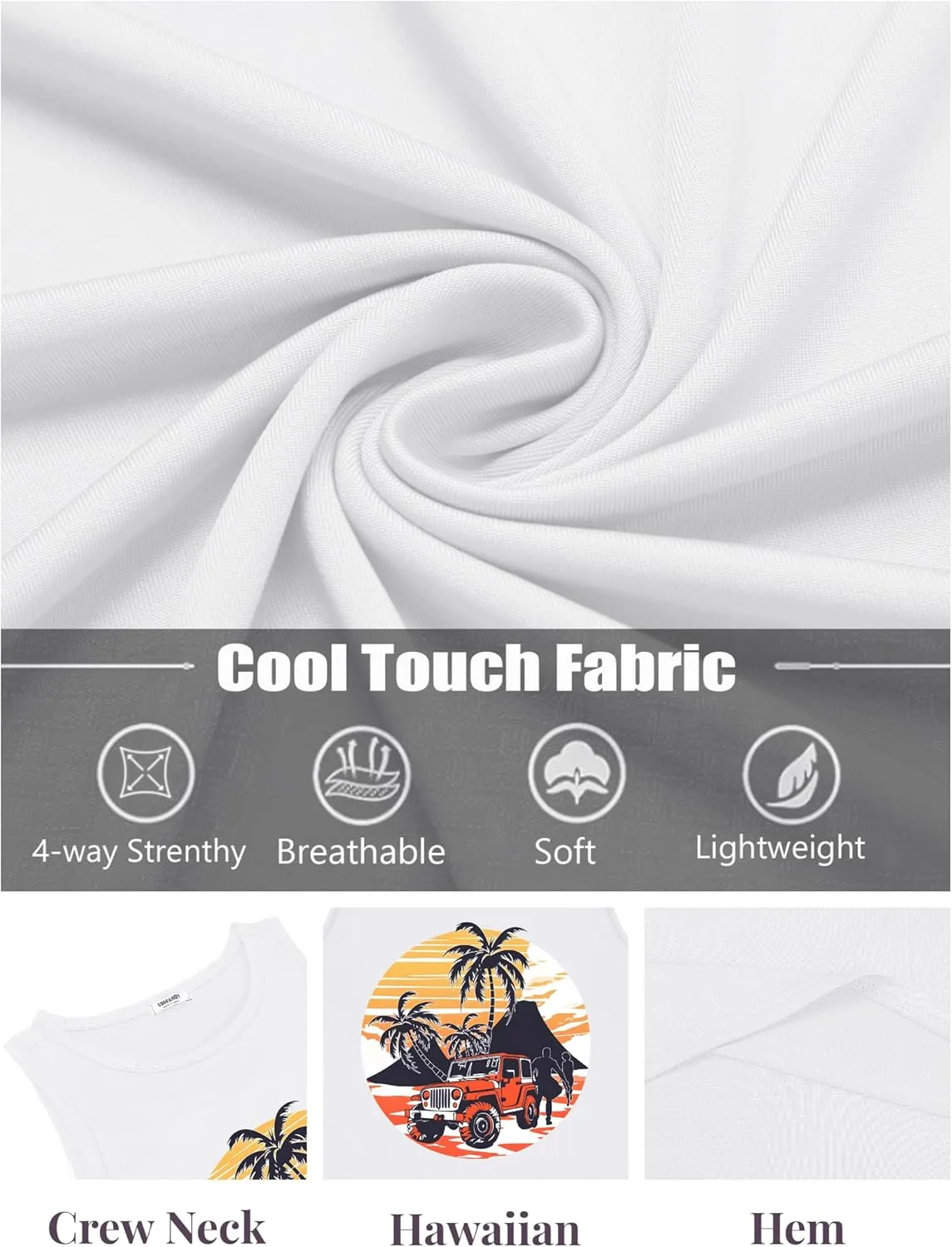 COOFANDY Mens Tank Tops Beach Summer Sleeveless Graphic T Shirts Palm Tree Vacation Quick Dry Muscle Gym Tank