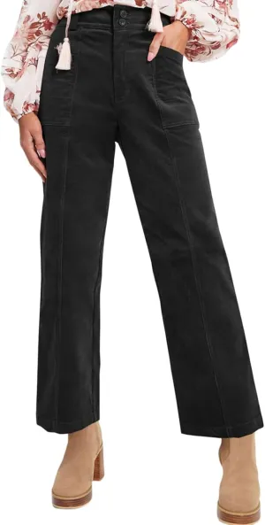 Corduroy Pants Women Business Baggy Wide Leg Dress Pants High Waisted Comfy Work Pants with Pockets Ankle Pants