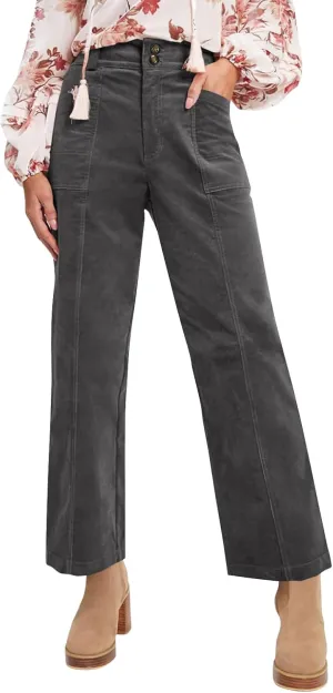 Corduroy Pants Women Business Baggy Wide Leg Dress Pants High Waisted Comfy Work Pants with Pockets Ankle Pants