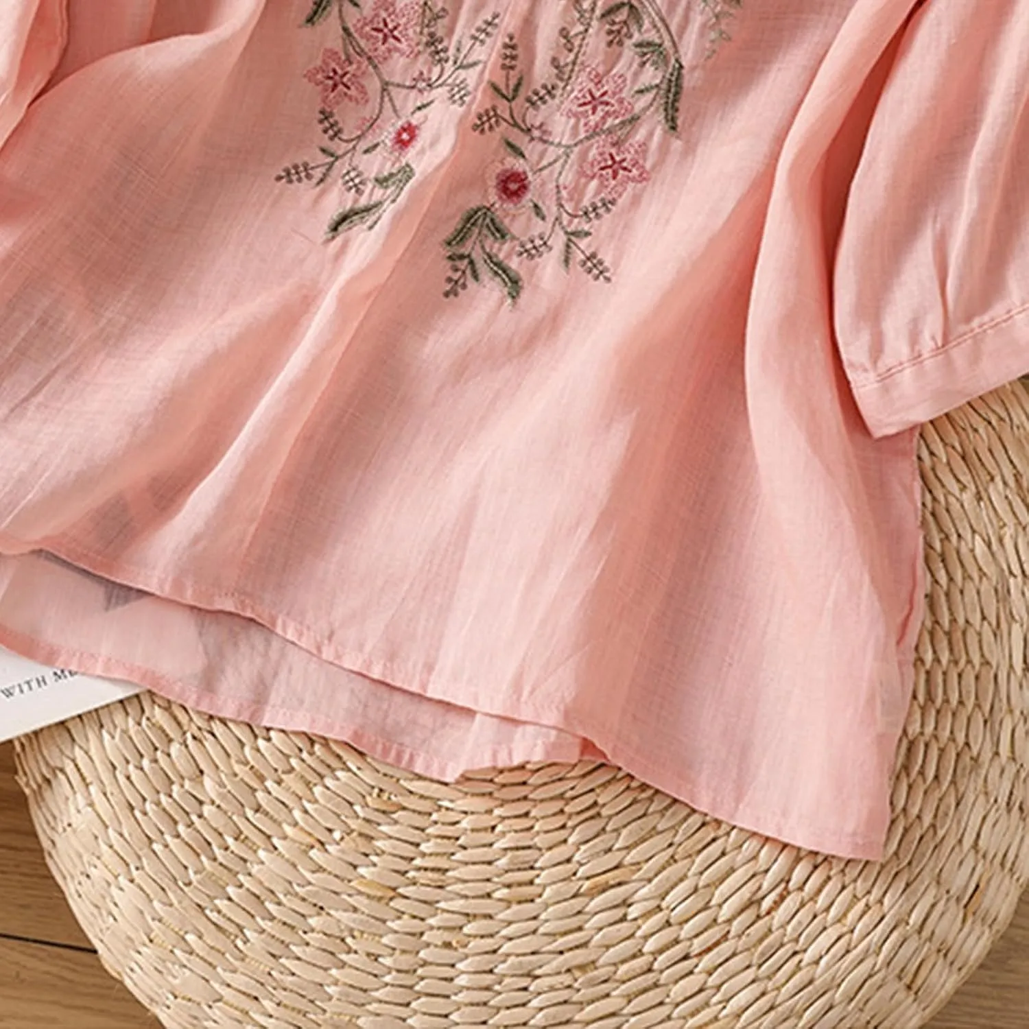 Cotton Linen Tops for Women 2025 Summer Boho Embroidered Mexican Blouse Casual Crewneck Oversized Tee Shirts Tunics